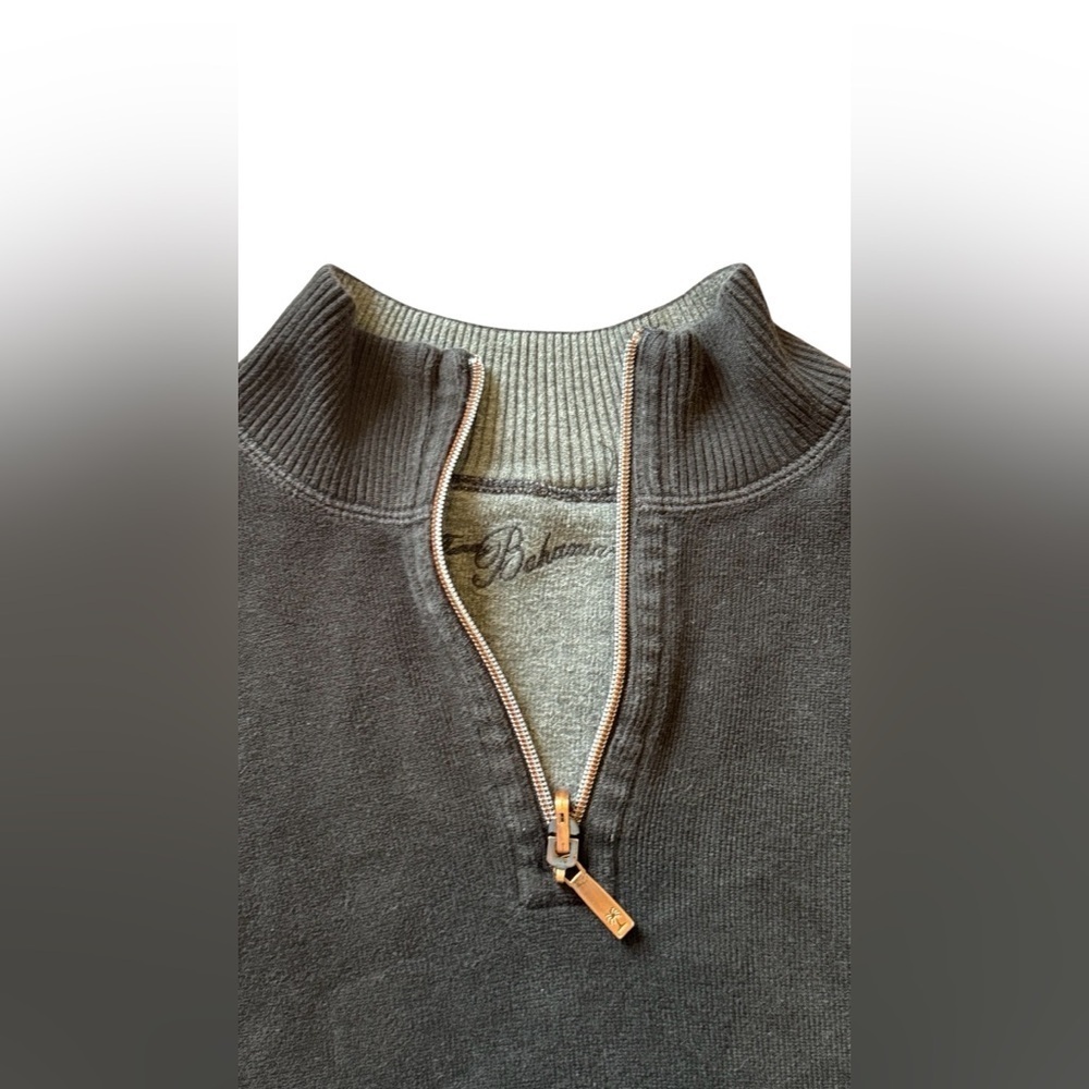Tommy Bahama Reversible Sweater Mens L Long Sleeve Pullover gray and Black - Picture 2 of 9